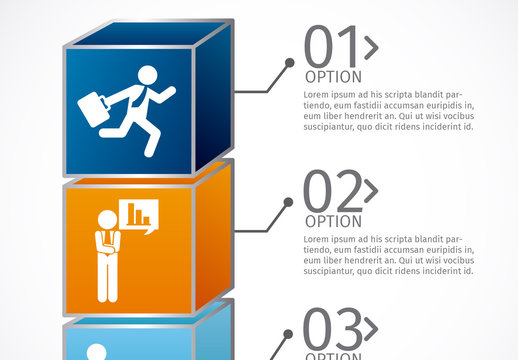Blue Orange 3D Business Strategy Options Infographic Template