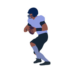Naklejka premium American Football Player Running while Holding Ball. Team sport
