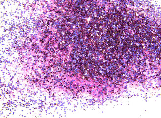 Purple glitter sparkle on white background 