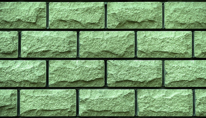 Texture of green decorative tiles in form of brick