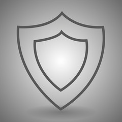 Shield linear icon. Thick line illustration. Protection contour symbol. Vector isolated outline drawing