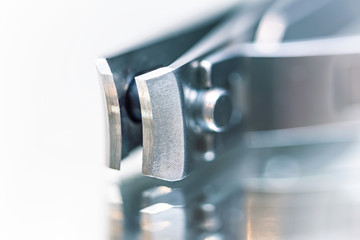 Macro close up of nail clippers with shallow depth of field