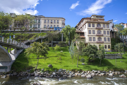 An old house close to the river Tomebamba, in Cuenca, Ecuador.