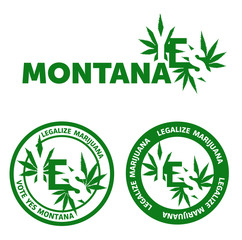 montana marijuana legalization vote yes, with green cannabis leaf logo