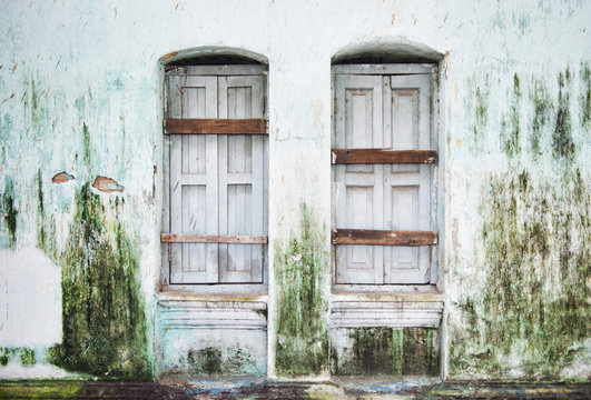 Old doors in a building;Yangon rangoon burma