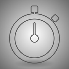 Stop watch icon thin line for web and mobile, modern minimalistic flat design. Vector dark grey icon on light grey background.