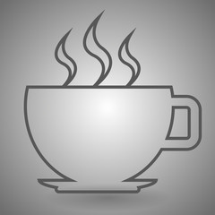 Mug of hot drink line icon for web, mobile and infographics. Vector dark grey icon isolated on light grey background.