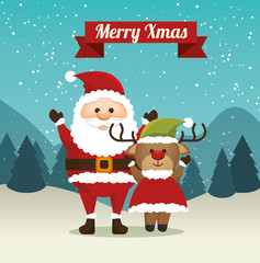 happy merry christmas santa claus character vector illustration design