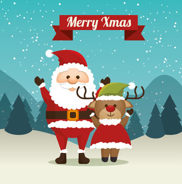happy merry christmas santa claus character vector illustration design