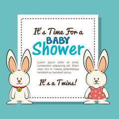 baby shower invitation with cute animal vector illustration design