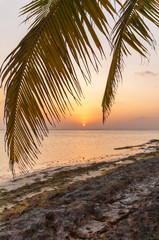Romantic sunset on a desert island, Maldives