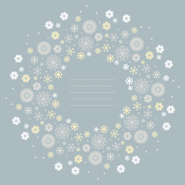 Beautiful round frame with snowflakes