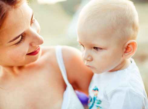 Cute Little Boy And His Mom