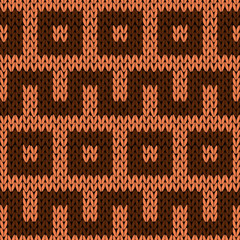 Knitting geometrical seamless pattern in brown hues