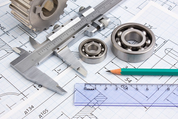 mechanical drawing and pinion