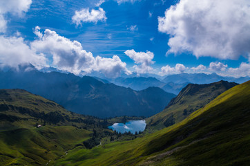 Obraz na płótnie Canvas Lake Seealpsee in the Allgau Alps above of Oberstdorf, Germany.
