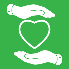 two hands protecting heart icon, vector illustration