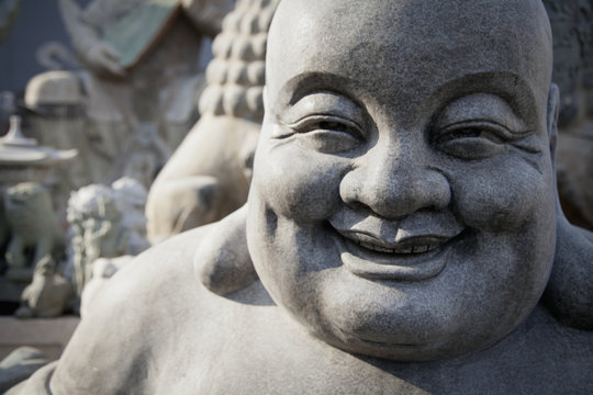 Smiling Stone Buddha Statue;Beijing China