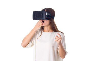 Woman using VR glasses