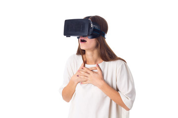 Woman using VR glasses