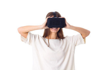 Woman using VR glasses