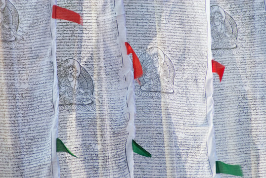 Buddhist prayer flags at tashiding monastery;Tashiding west sikkim india