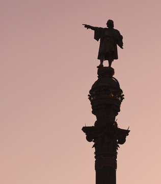 Monument to christopher columbus;Barcelona spain