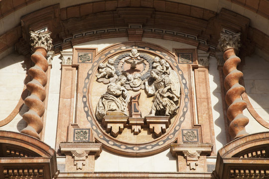 Ornate facade on cathedral of malaga;Malaga andalusia spain