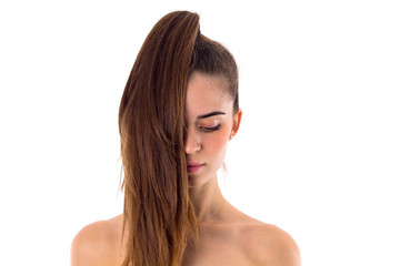 Fototapeta premium Young woman with long ponytail