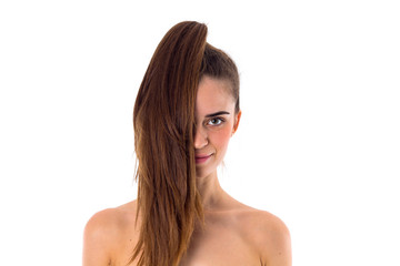 Obraz premium Young woman with long ponytail