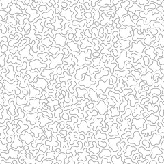 Vector monochrome seamless pattern, black contour wavy lines. Abstract endless ornamental texture, camouflage background, topographic map style. Design element for fabric, prints, textile, wrapping