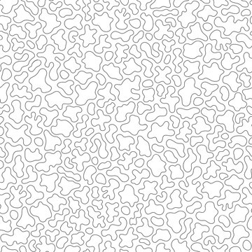 Vector monochrome seamless pattern, black contour wavy lines. Abstract endless ornamental texture, camouflage background, topographic map style. Design element for fabric, prints, textile, wrapping