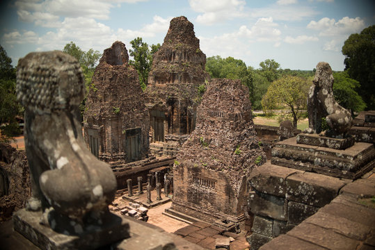A view from the top of one of the many temples in the Angkor Wat temple complex; Siem Reap, Cambodia