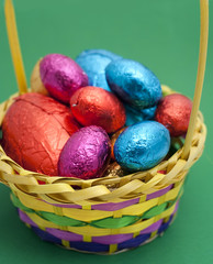 Basket of colourful Easter Eggs
