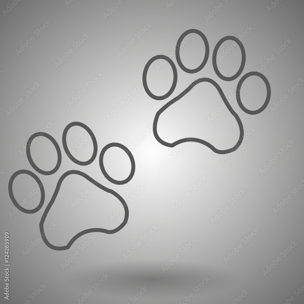 Poster dog trail linear icon. thin line design vector illustration on gray background