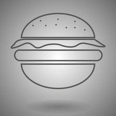 hamburger line icon, burger outline vector logo illustration, cheeseburger linear pictogram isolated on gray
