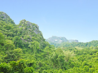 Fototapeta na wymiar Landscape view of sierra and tropical rainforest valley in Thail
