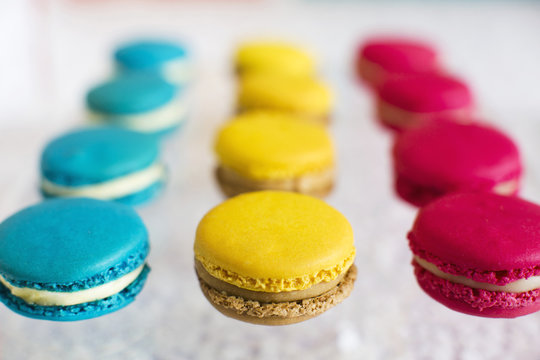 Colourful macaroons; Toronto, Ontario, Canada