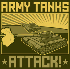 army tanks attack poster