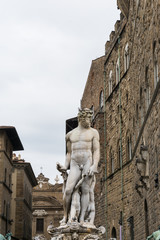Famous Fountain of Neptune on Piazza della Signoria in Florence, Italy
