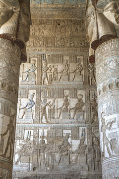 Hathor-headed columns, Hypostyle Hall, Temple of Hathor; Dendera, Egypt