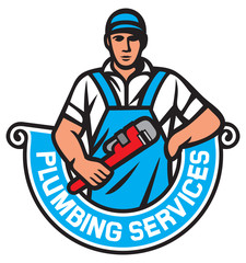 plumber holding a wrench - plumbing services