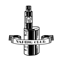 Electronic cigarette and liquid, Vape shop vector monochrome badges, emblems
