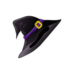 Halloween dark witch hat isolated on white background. Vector illustration