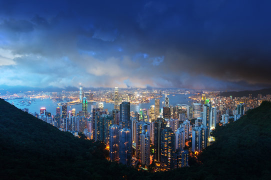 Hong Kong island from Victoria's Peak at night