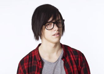 Obraz premium Teenager in red shirt smiling portrait