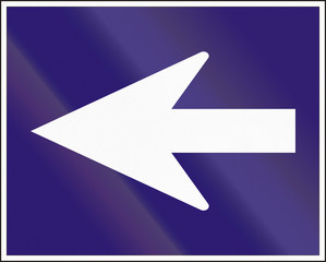 Hungarian regulatory road sign - One-way road to the left