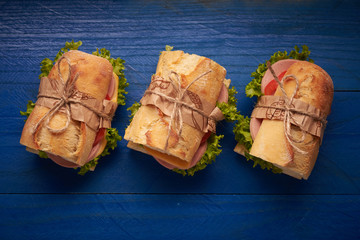 baguette Sandwiches on the table