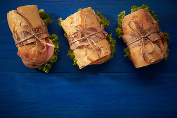baguette Sandwiches on the table