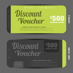 Obraz premium Blank of stylish discount voucher vector illustration to increase sales on green and graphite background.